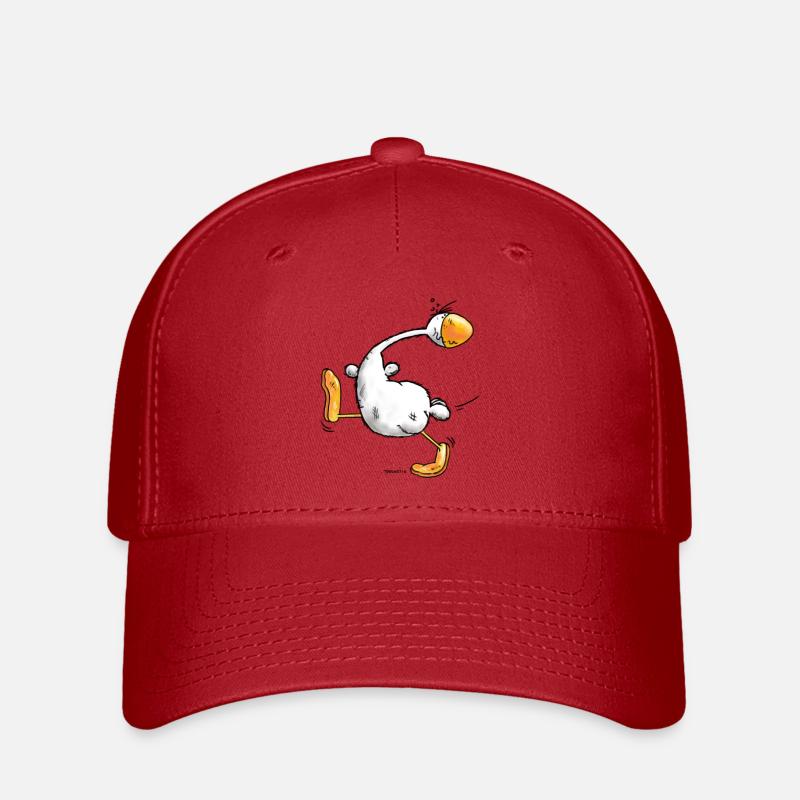 Indian runner duck cartoon - ænder - Flexfit Cap - rød