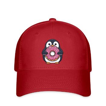 Mignon pingouin beignet dessert dessin animé sucre - Casquette Flexfit - rouge - Devant