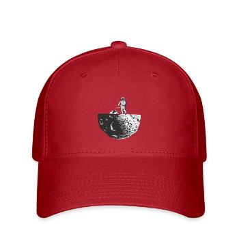 Weltraumabenteuer mit Astronaut und Mondlandschaft - Flexfit Cap - Rot - Vorne