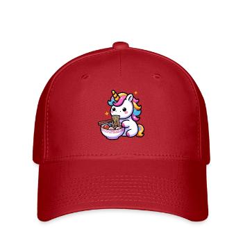 Japanese Kawaii Unicorn Ramen Asian Cuisine - Flexfit Cap - red - Front