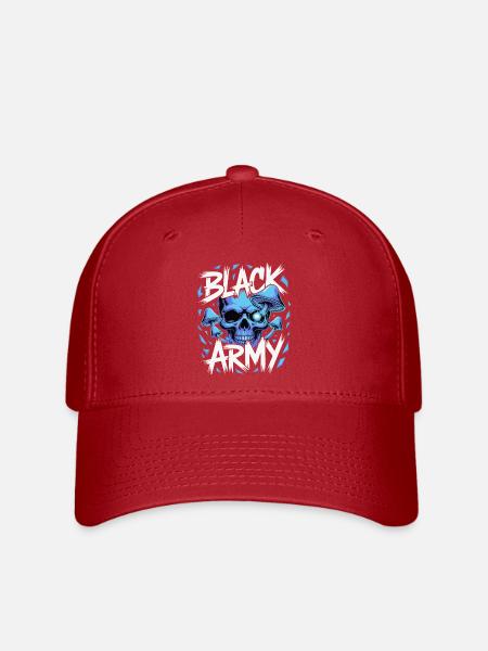 Blauer Schädel Armee Pilze - Flexfit Cap - Rot