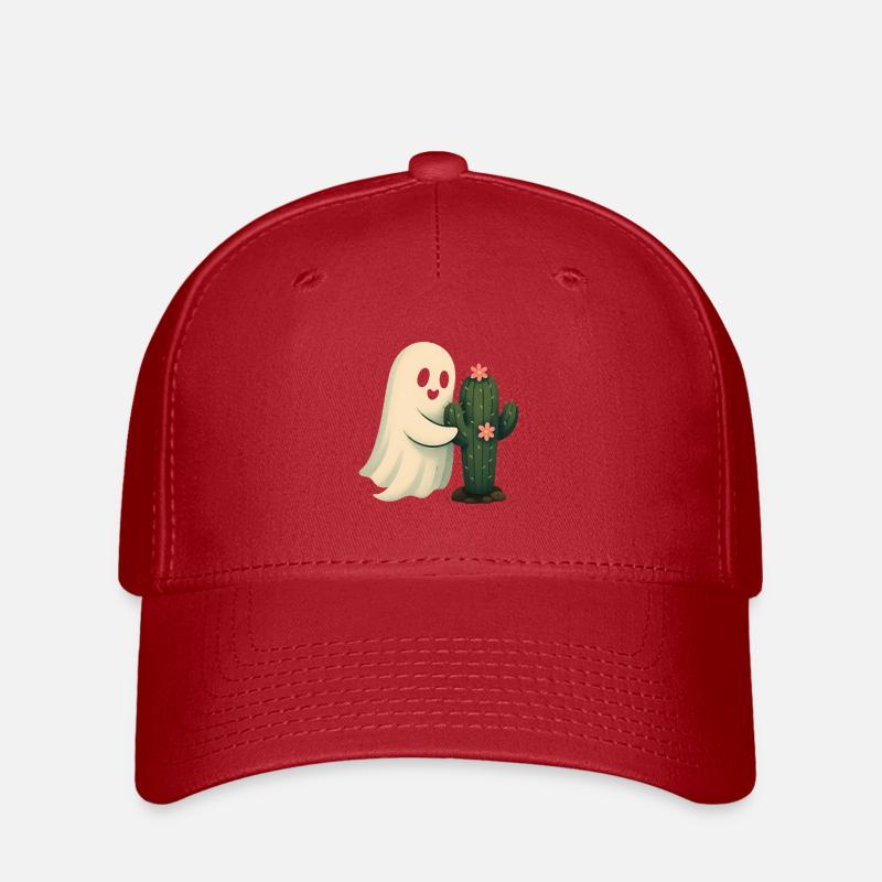 Cactus Friend Ghost Hugging Cactus - Flexfit Cap - red