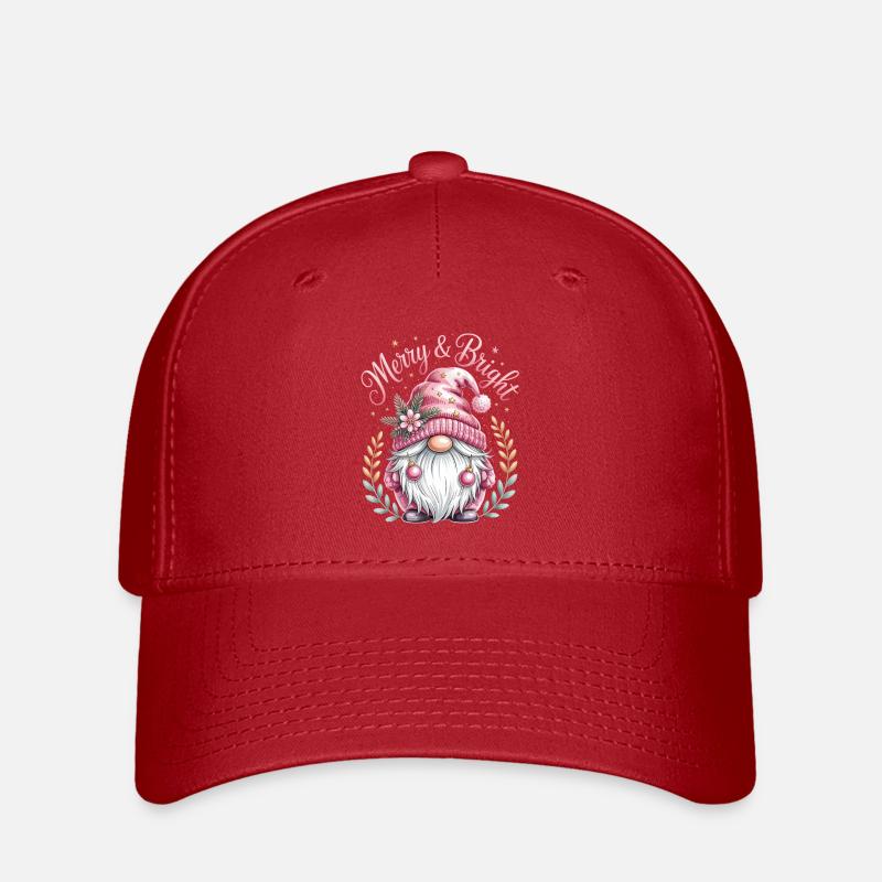 Merry & Bright Weihnachtsgnom Pink - Flexfit Cap - Rot