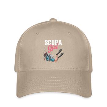 Scuba Girl Taucherin Design - Flexfit Cap - Khaki - Vorne