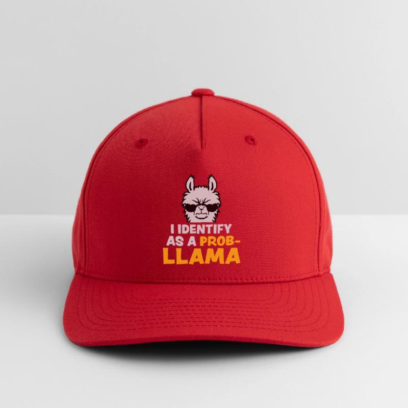 I Identify As A Probllama Cool Lama Problem Spruch Flexfit Cap