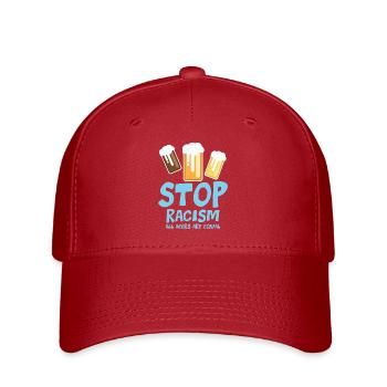 Stoppt Rassismus Alle Biere sind gleich - lustiger Spruch - Flexfit Cap - Rot - Vorne
