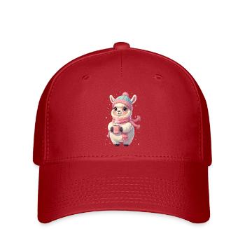 Lama d’hiver avec thé - Casquette Flexfit - rouge - Devant