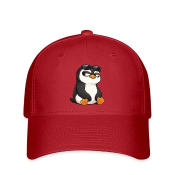 Cool cartoon penguin with sunglasses skeptical - Flexfit Cap - red - Front