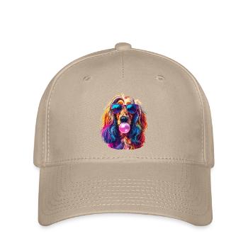 Pop-Art Afghanischer Windhund mit Bubblegum - Flexfit Cap - Khaki - Vorne