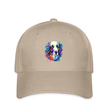 Englischer Springer Spaniel Bunte Spritzkunst - Flexfit Cap - Khaki - Vorne