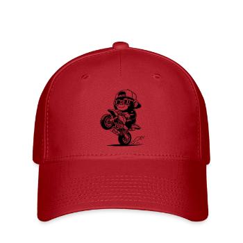 Gorille stylé qui cabre en moto - Casquette Flexfit - rouge - Devant