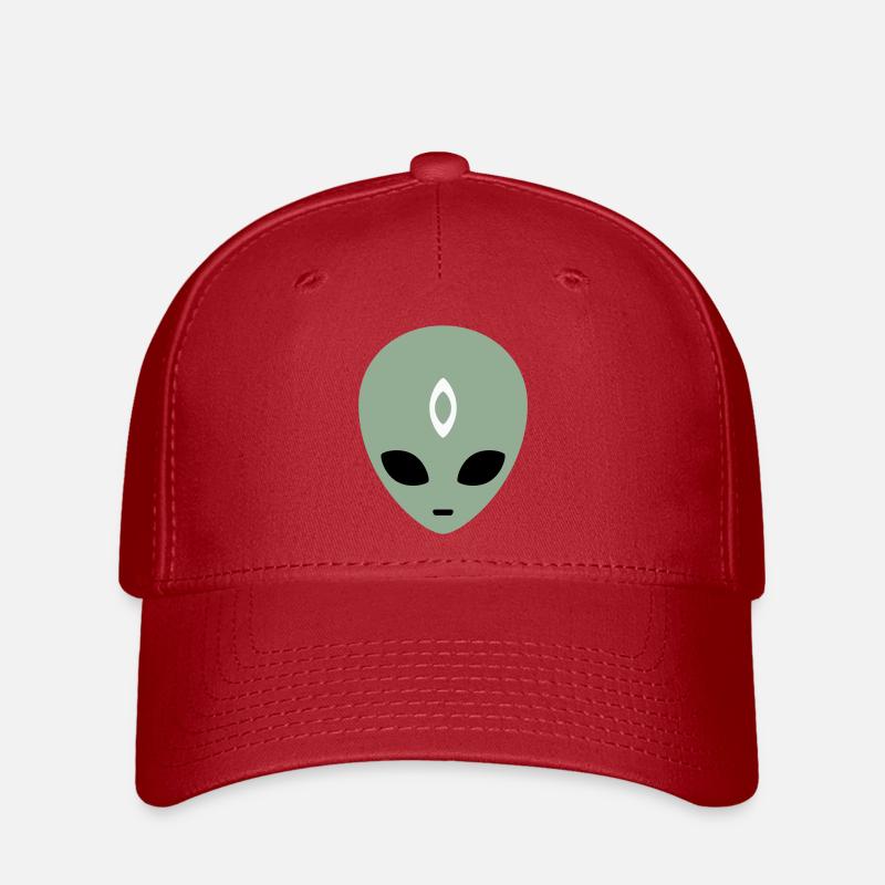 Tête d’extraterrestre Troisième Œil (trois couleurs) - Casquette Flexfit - rouge