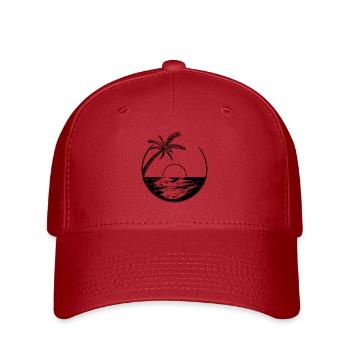 Sunset with palm tree - Vector Style - Flexfit Cap - red - Front