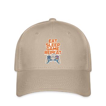 Essen, Schlaf Spiel Wiederholen - Flexfit Cap - Khaki - Vorne