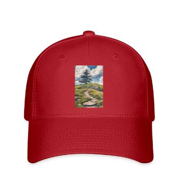 Illustration of a natural landscape - Casquette Flexfit - rouge - Devant