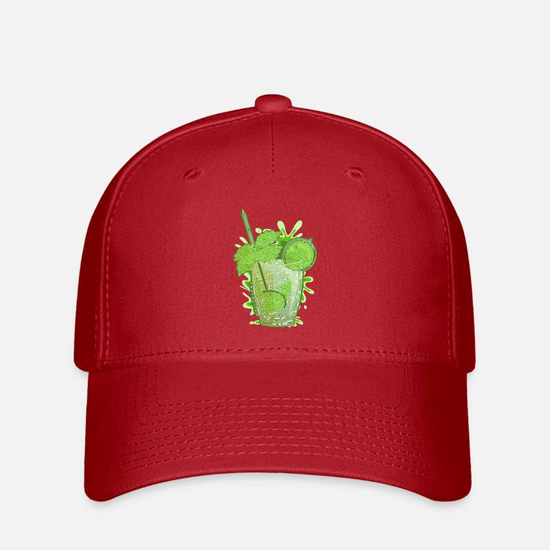 Labyrinth Mojito (white outline) - Flexfit Cap - red