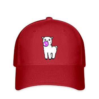Lama Chewing-gum Debout Corps entier Devant mignon Cool - Casquette Flexfit - rouge - Devant