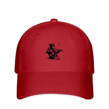 Geige Violine im Affenorchester Banksy Style - Flexfit Cap - Rot - Vorne