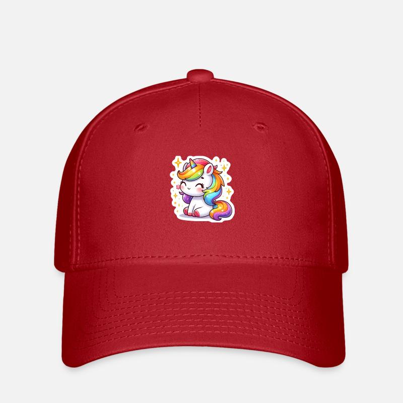 Regenbogen-Einhorn - Flexfit Cap - Rot