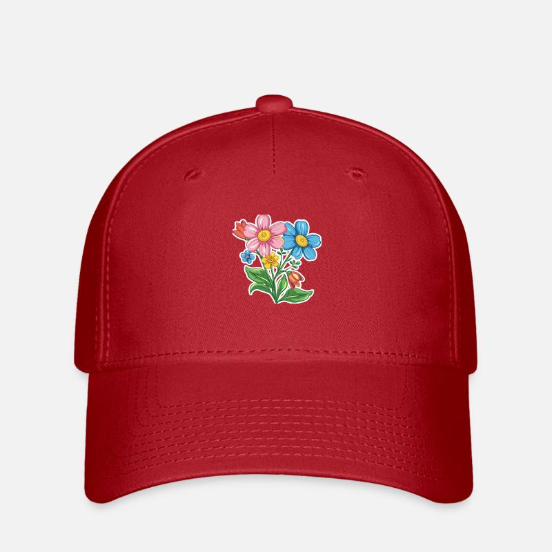 Blumen - Flexfit Cap - Rot