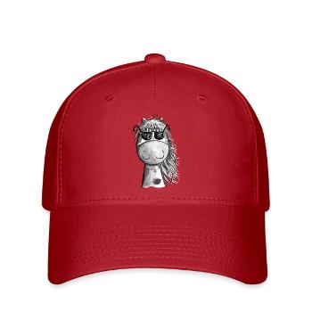Cooles Pferd mit Sonnenbrille - Flexfit Cap - Rot - Vorne