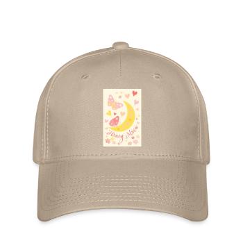 Lune de miel coeurs fleurs papillons affiche jaune - Casquette Flexfit - kaki - Devant