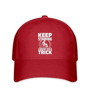  Keep Staring I Might Do A Trick Rollstuhl Humor - Flexfit Cap - Rot - Vorne