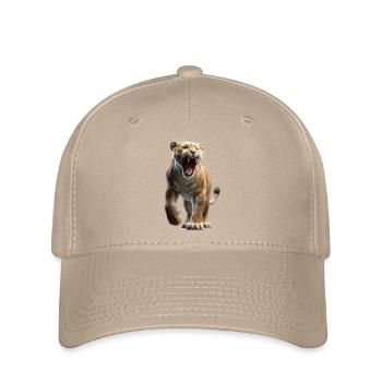 Säbelzahntiger Smilodon Raubkatze Säbelzahn Tiger - Flexfit Cap - Khaki - Vorne