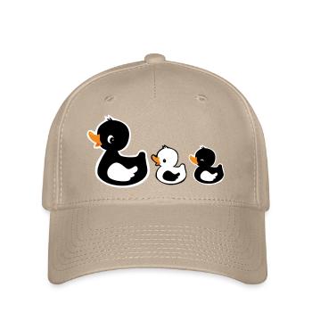 Duck Family - Mom with Ducklings Black and White - Flexfit Cap - khaki - Front