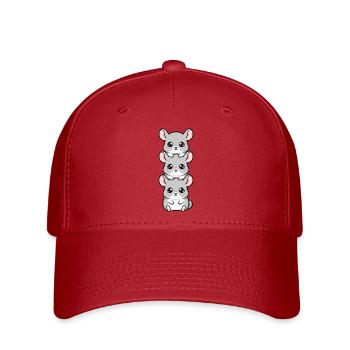 Süße Chinchilla Kawaii Cartoon Cozy Vibes - Flexfit Cap - Rot - Vorne