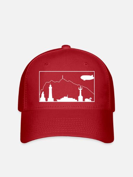 Bodensee & Pfänder | Silhouette filled | Weiß - Flexfit Cap - Rot