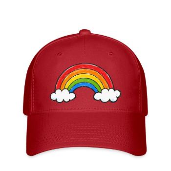 Handgezeichneter Regenbogen - Flexfit Cap - Rot - Vorne