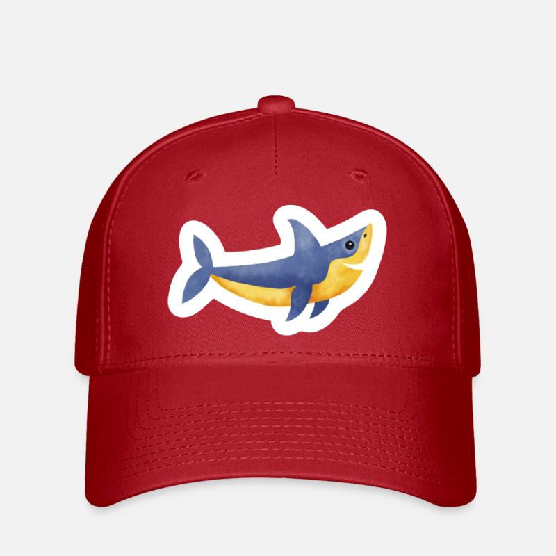 Dessin de requin - Casquette Flexfit - rouge