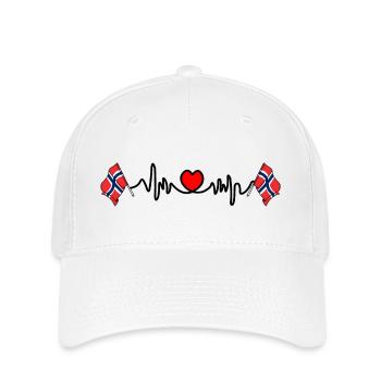 Herzfrequenz Cardio Flagge Norwegen - Flexfit Cap - Weiß - Vorne