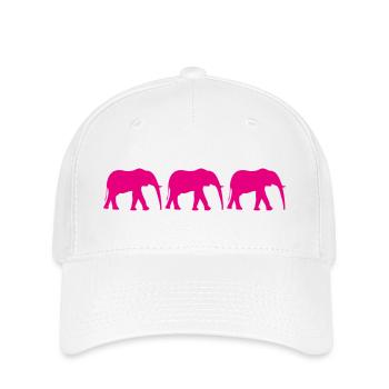 Rosa Elefanten in einem sich wiederholenden Muster - Flexfit Cap - Weiß - Vorne