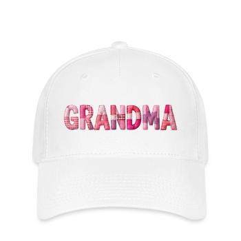 Grandmother Pink Plaid Letters Patchwork - Flexfit Cap - white - Front