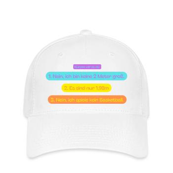 1,98m. Fragen - Flexfit Cap - Weiß - Vorne