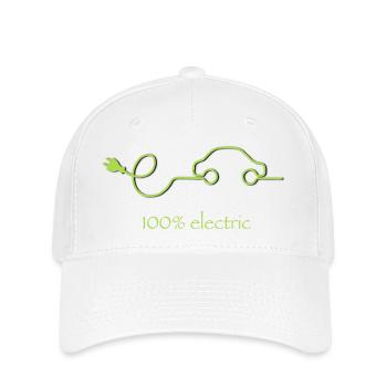 100% Electric – Green Regular Service Car - Flexfit Cap - white - Front