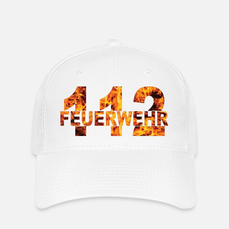 Fire Brigade 112 Flames Design - Flexfit Cap - white