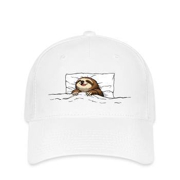 Schlafendes Faultier – Gemütliches Chill Motiv - Flexfit Cap - Weiß - Vorne