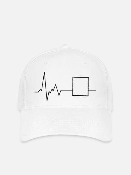 Herzschlag Briefmarke - Flexfit Cap - Weiß