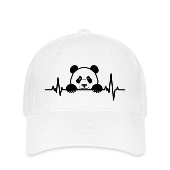 Style ligne Heartbeat de Panda mignonne - Casquette Flexfit - blanc - Devant