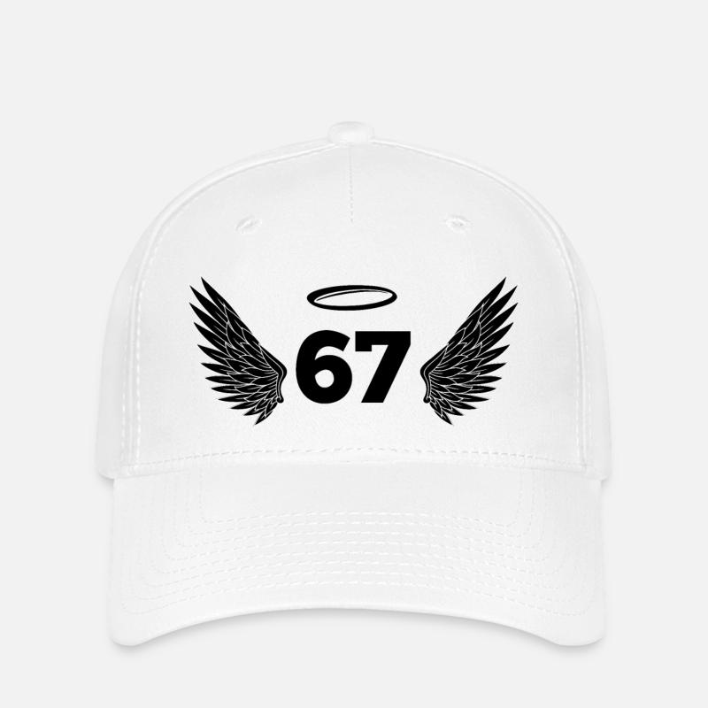 Nummer 67 Engel - Flügel zum 67. Geburtstag - Flexfit Cap - Weiß
