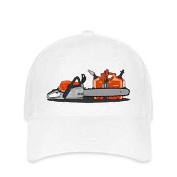 Kettensäge und Kanister - Flexfit Cap - Weiß - Vorne