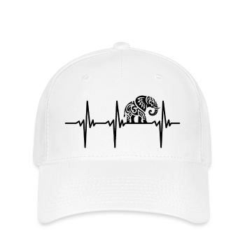 Herzschlag für Tribal Elefanten Tattoo - Flexfit Cap - Weiß - Vorne