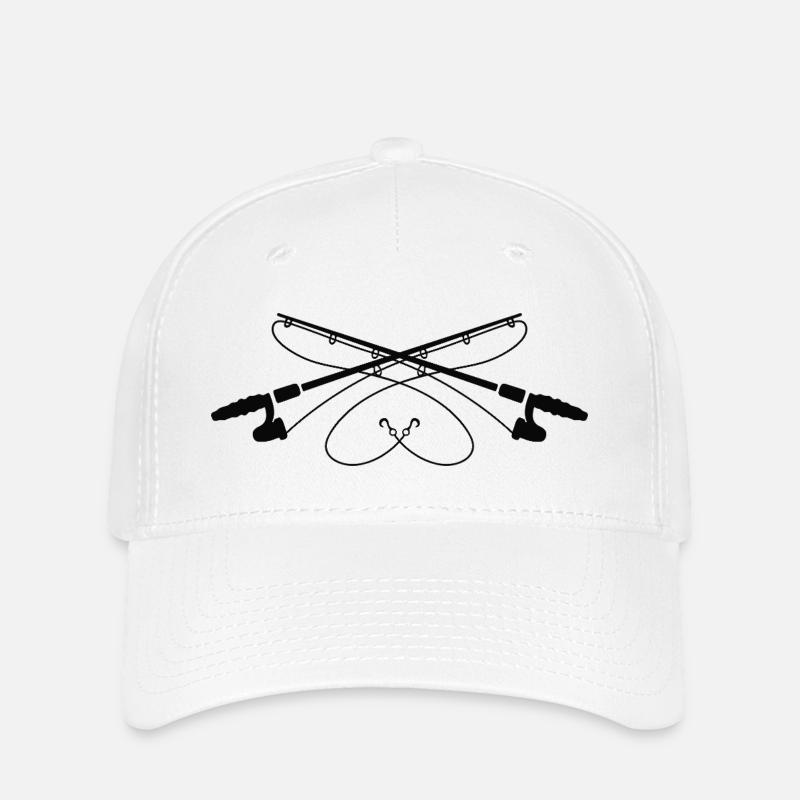 Silhouette des cannes à pêche de croisière - Casquette Flexfit - blanc