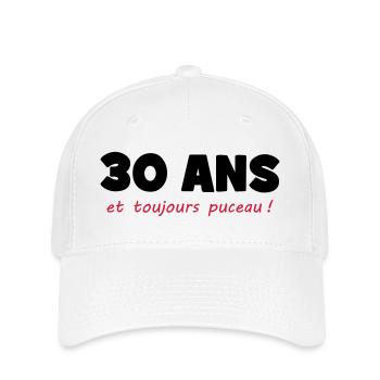 30 ans et toujours puceau ! - Casquette Flexfit - blanc - Devant
