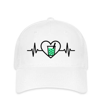 Bubble Tea Heart Boba Drink Sweet Trend - Flexfit Cap - white - Front