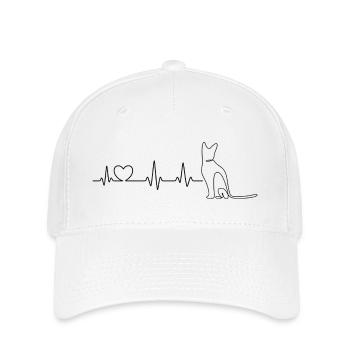 Cat Heartbeat – Conception des dessins au trait - Casquette Flexfit - blanc - Devant