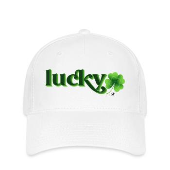 Illustration du trèfle à quatre feuilles avec inscription - Casquette Flexfit - blanc - Devant